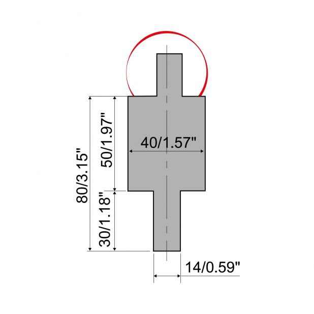 Adaptér tipo R2 , výška = 100mm, materiál = C45, maximální zatížení = 1000 kN/m.