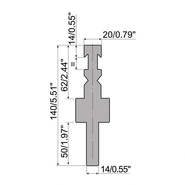 Adaptér tipo R3 , výška = 110mm, materiál = C45, maximální zatížení = 1000 kN/m.