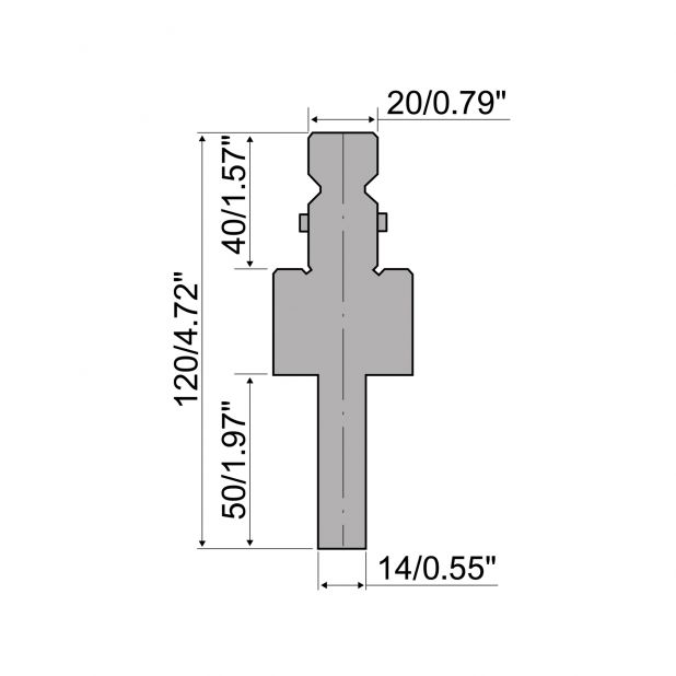 Adaptér tipo R2 , výška = 83mm, materiál = C45, maximální zatížení = 1000 kN/m.