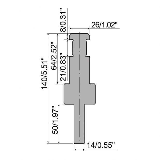 Adaptér tipo RX , výška = 77mm, materiál = C45, maximální zatížení = 1000 kN/m.