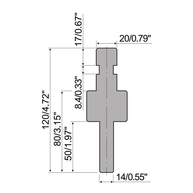 Adaptér tipo R9 , výška = 80mm, materiál = C45, maximální zatížení = 1000 kN/m.