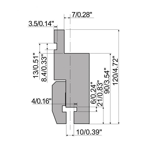 Adaptér pro razníky typ R1, pracovní výška=90 mm, materiál=C45, max. zatížení=1000 kN/m