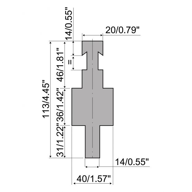 Adaptér tipo R1 , výška = 86mm, materiál = C45, maximální zatížení = 1000 kN/m.