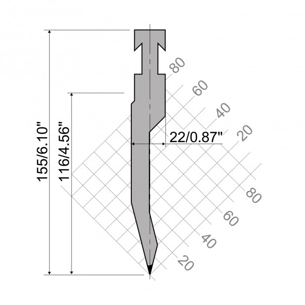Razník typ R3, pracovní výška=110mm, α=30°, rádius=1mm, materiál=42cr, max. zatížení=800kN/m.