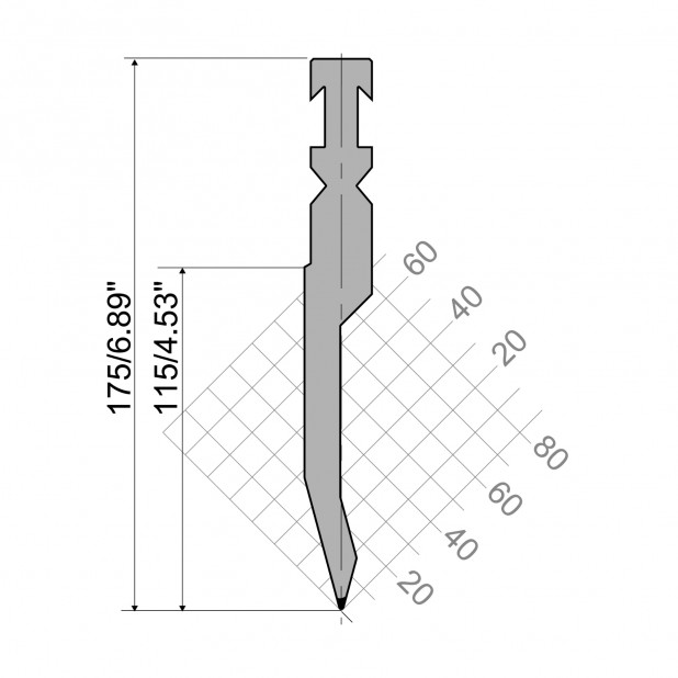 Razník typ R3 řada RFA, pracovní výška=145mm, α=30°, rádius=1mm, materiál=42cr, max. zatížení=900k