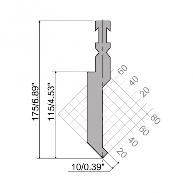 Razník typ R3 řada RFA, pracovní výška=145mm, α=88°, rádius=1mm, materiál=42cr, max. zatížení=1000