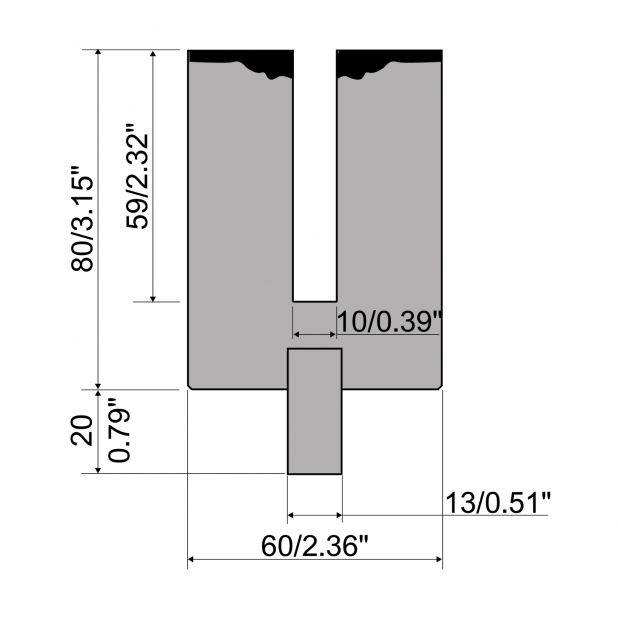 Lemovací nástroje typ R2/R3, pracovní výška=80mm, rádius=1mm, materiál=42cr, max. zatížení=500-1000k