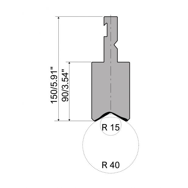 Držák rádiusových nástrojů typ R3 řada RFA, pracovní výška=90mm, materiál=42cr, max. zatížení=10