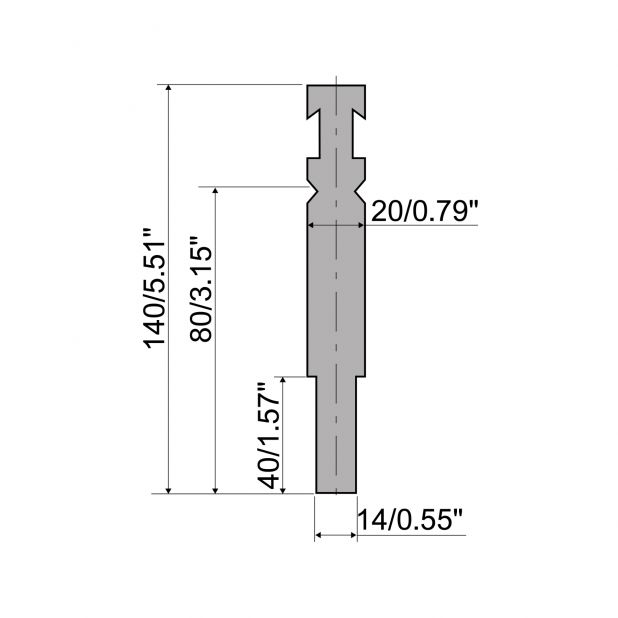 Držák rádiusových nástrojů typ R3 řada RFA, pracovní výška=80mm, materiál=C45, max. zatížení=800