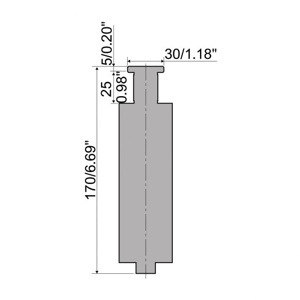 Držák rádiusového nástroje typ RX Gasparini, výška=170mm, materiál=c45, max. zatížení=1000kN/m. Pro