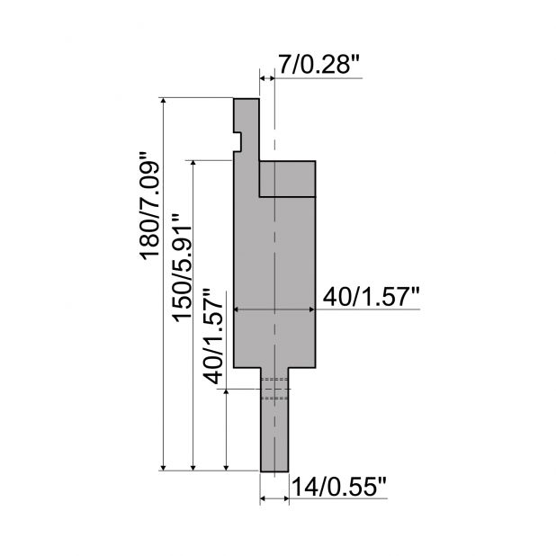 Mezikus typ R1, pracovní výška=120 mm, materiál=C45, max. zatížení=1000 kN/m