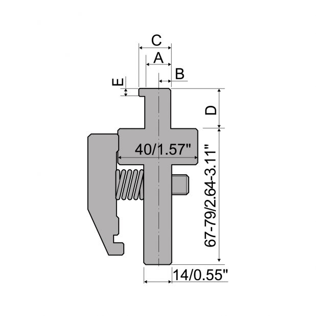 Adaptér , výška = 67-79mm, materiál = C45, maximální zatížení = 1000 kN/m.