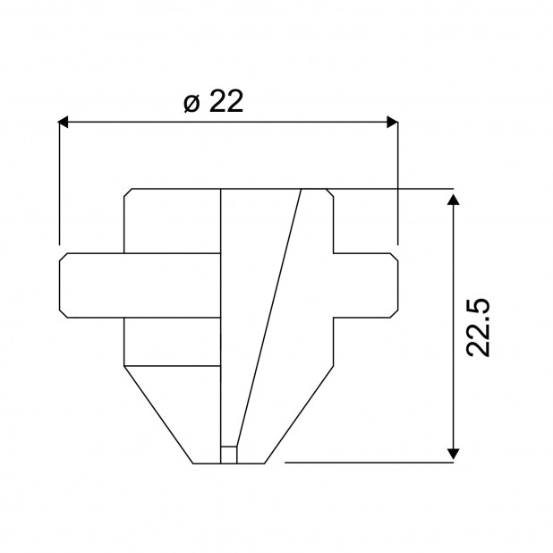 Kónická vnitřní tryska H=22.5 mm. Pro laser Amada | Mistubishi.