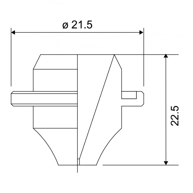 Tryska H=22.5 mm s O-kroužkem. Pro laser Mitsubishi.