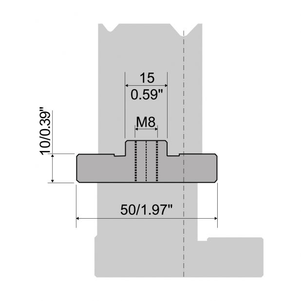 Držák matrice 2-V typ R1, výška 15mm, materiál=C45