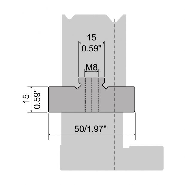 Držák matrice 2-V typ R1, výška 20mm, materiál=C45
