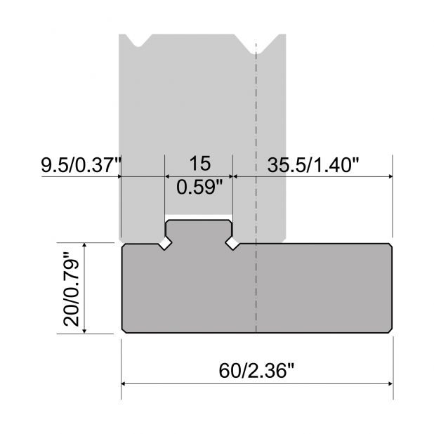 Držák matrice 2-V typ R1, výška 25mm, materiál=C45