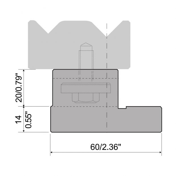 Držák matrice 2-V typu R1, výška 34mm, materiál=C45