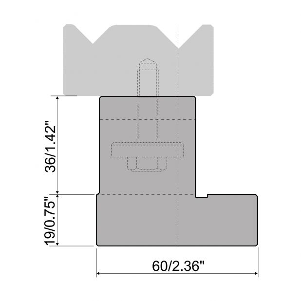 Držák matrice 2-V typu R1, výška 55mm, materiál=C45