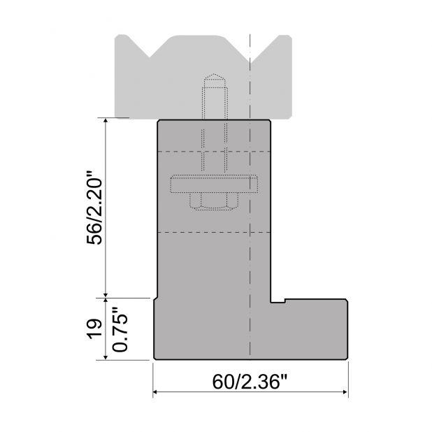 Držák matrice 2-V typu R1, výška 75mm, materiál=C45